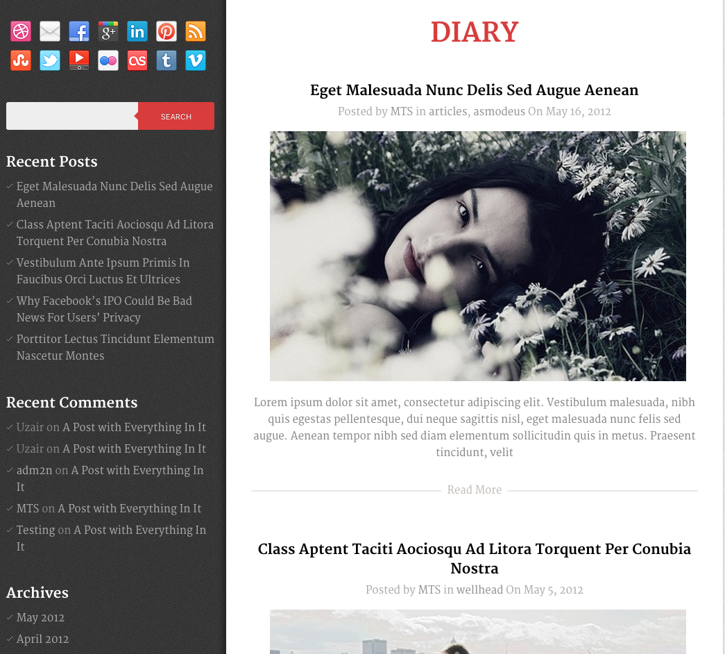 Diary WordPress theme